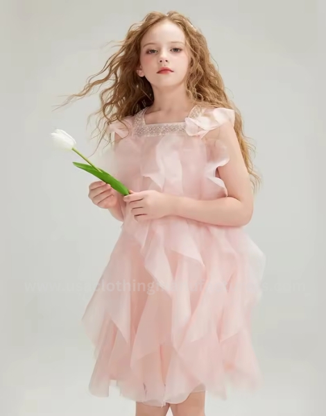 wholesale pink a line frock design tutu skirt for girls