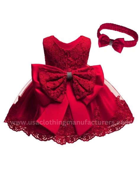 wholesale red princess dress for baby girls