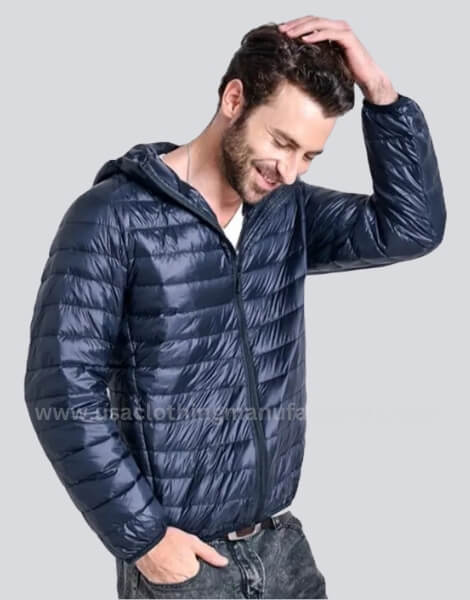 Customized Lightweight Puffer Jacket with Hood for Men