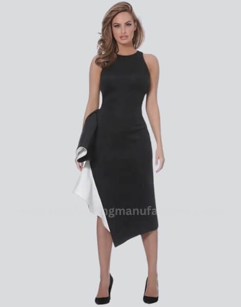 Elegant White and Black Sheath Cocktail Dress