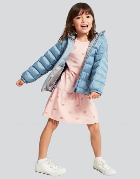 Lightweight Padded Girls Puffer Jacket with Hood