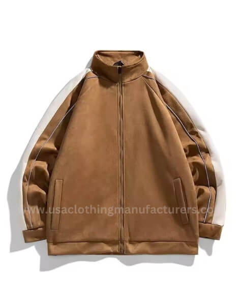 men's regular sleeve mock neck oversized suede jacket