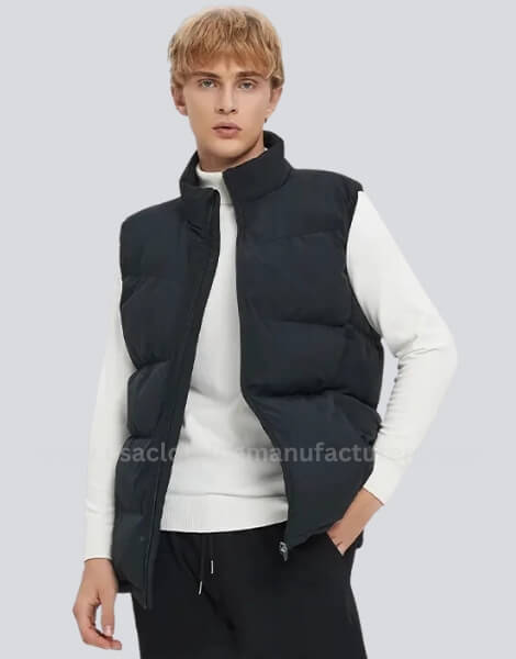 Polyester Black Puffer Vest for Men and Kids