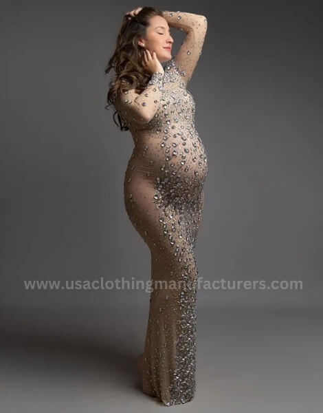 shinny crystal plus size maternity cocktail dress for baby shower