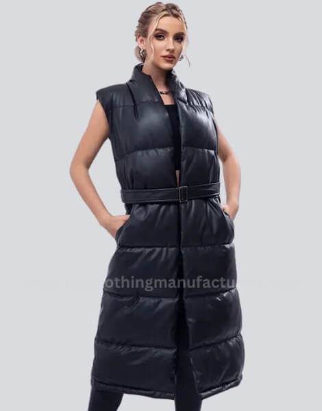 Sleeveless Outerwear Long Puffer Vest for Women