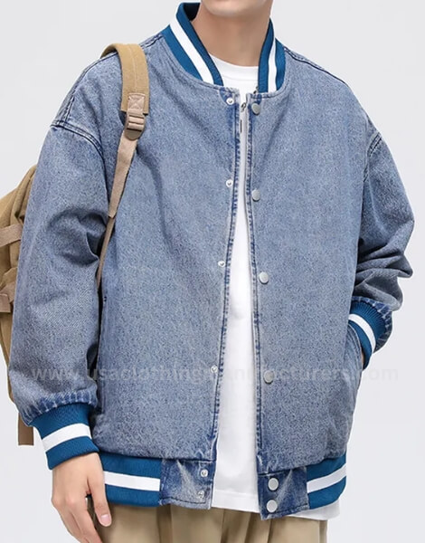 streetwear oversized denim bomber jacket for men