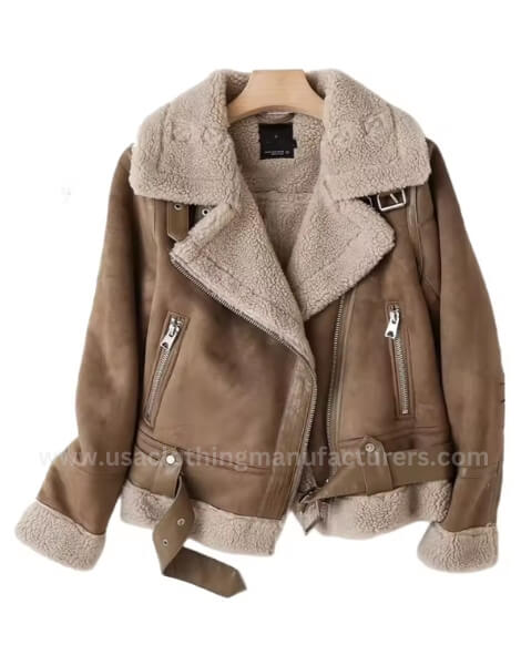 stylish women's winter suede motorcycle jacket