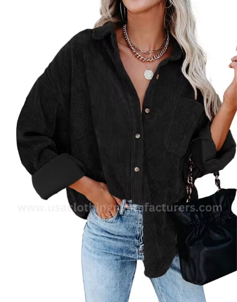 women's oversized corduroy shirt with full sleeve