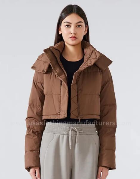 Women’s Short Down Jacket with Detachable Hood for Winter