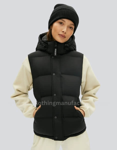 Women’s Sleeveless Bubble Black Puffer Vest