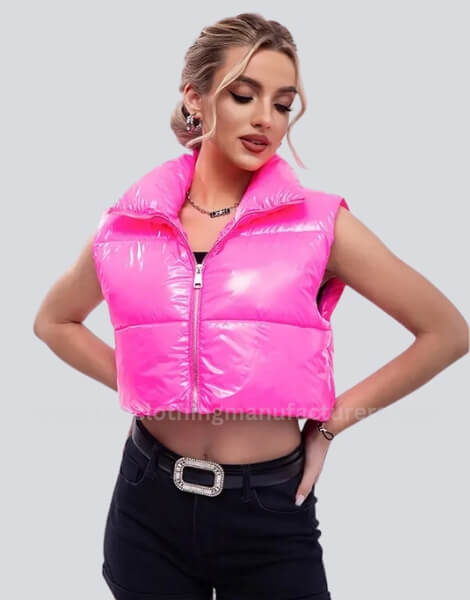 Women’s Zip-Up Stand Collar Cropped Puffer Vest