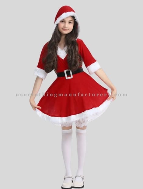 Red Half Sleeve Christmas Party Dress for Girls Manufacturer