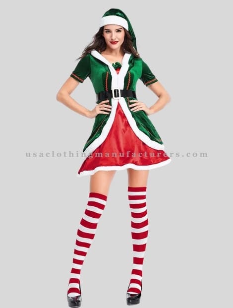 Womens Green & Red Christmas Party Dress Wholesaler