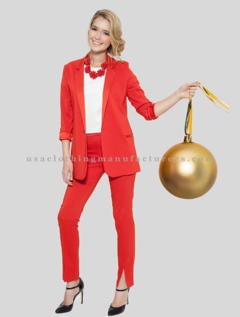 Wholesale Womens Red Christmas Party Outfit with Trouser