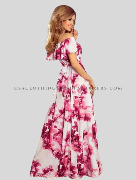 Printed Off Shoulder Maxi Dress Manufacturer